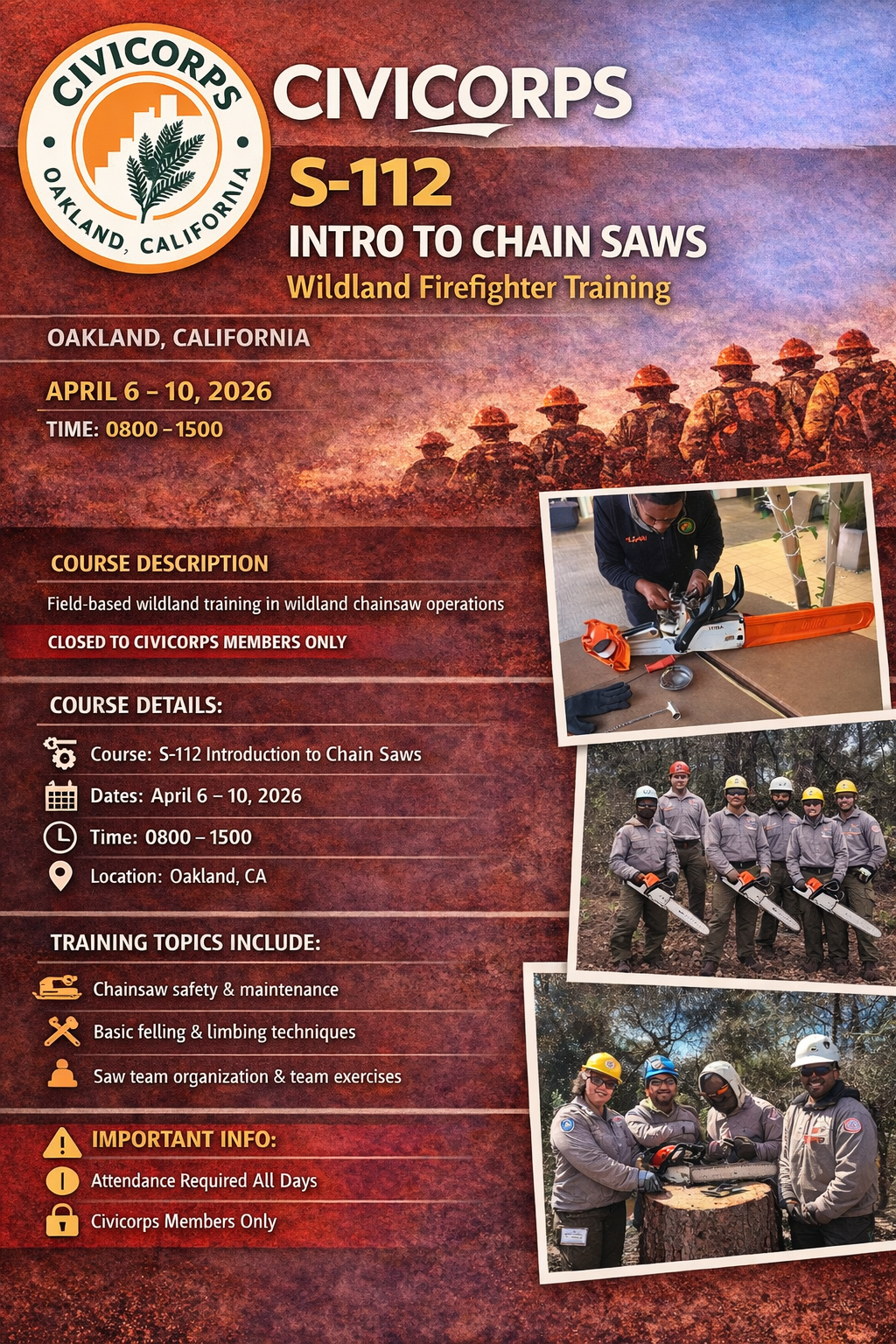 S-112 Introduction to Chainsaw Operations - Civicorps